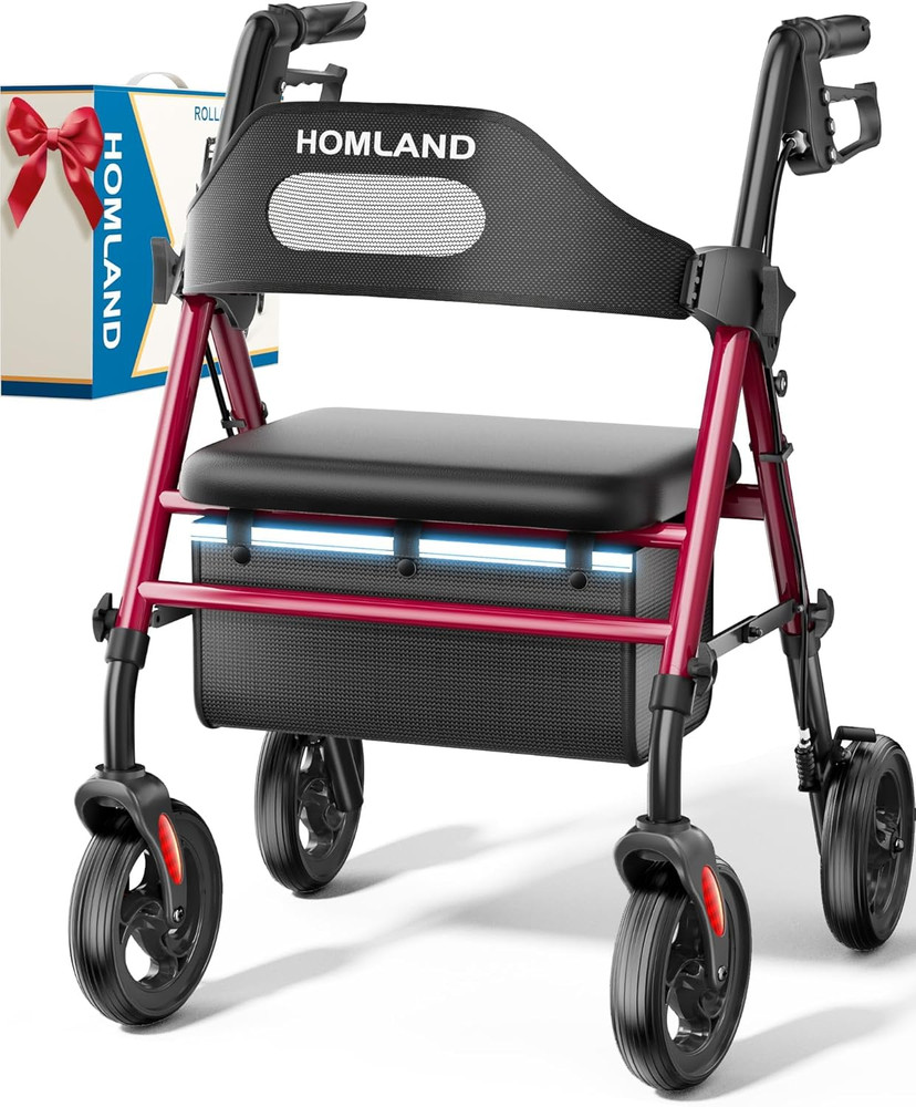 Foldable Rollator Walkers for Seniors with Seat, 16″ Enlarged Seat | 350 Lb Stur