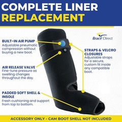 Brace Direct Tall Walking Boot Replacement Liner Air Pump Open Shell