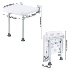 Folding PE Shower Seat 15.7in, 500lb Capacity Wall Mount