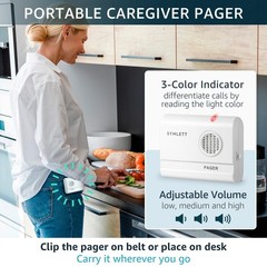 Bed Alarm Caregiver Pager with Wireless Motion Sensor Alarm Indoor Fall Preve…