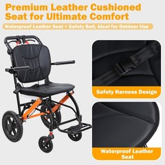 Ultra Lightweight Elderly Transport Wheelchair Portable Folding Transport Chair