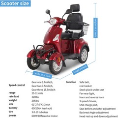 1000W 4-Wheel Electric Powered Mobility Scooter All-Terrain for Seniors & Adults