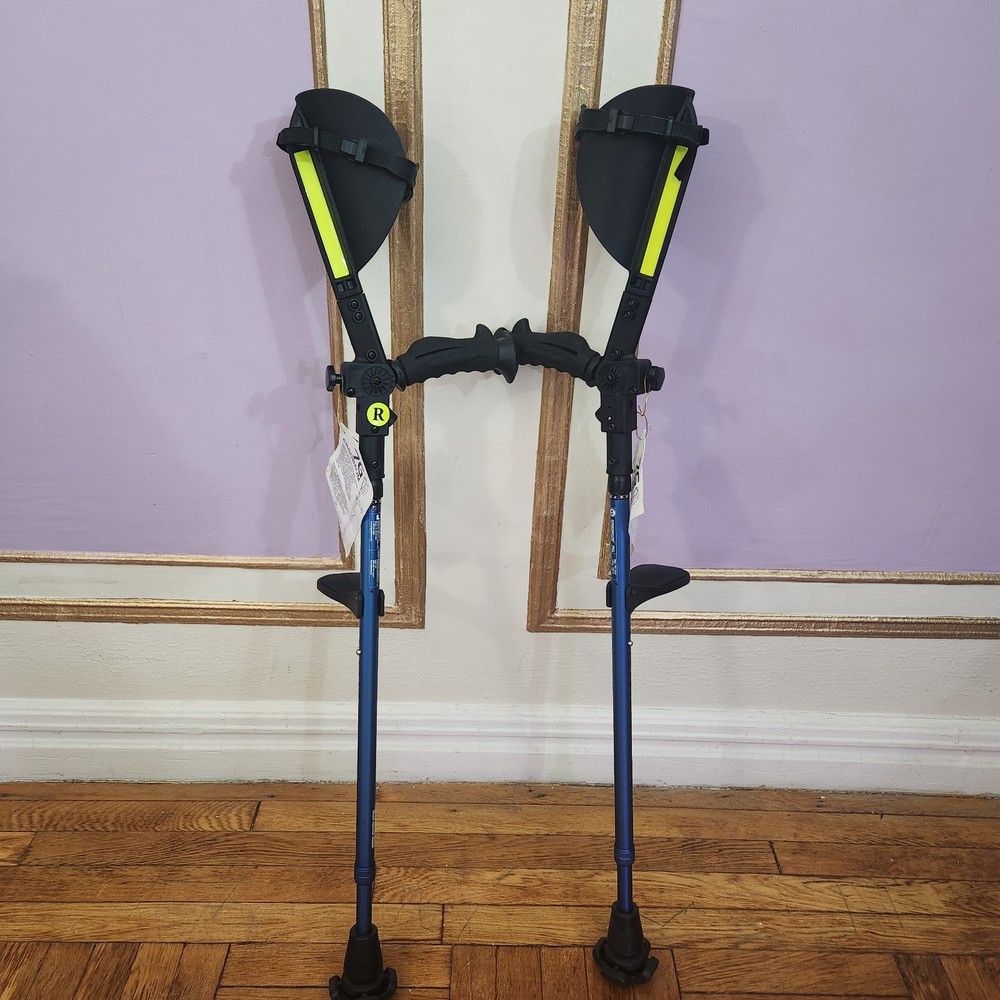 Blue Ergobaum G7 Adjustable Forearm Crutches. New NEVER USED