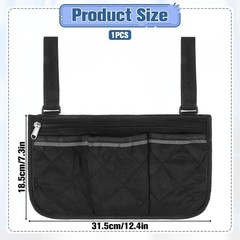 Wheelchair Side Bag Zipper Mobility Armrest Bags Organizer Multiple Pockets