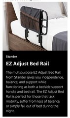 EZ Adjust Bed Rail, Adjustable Senior Bed Rail and Bed Assist Grab Bar #8000