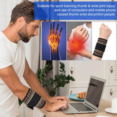 1 Pair Copper Wrist Compression Brace, Elastic Support Sleeve for Sports, Gym, W
