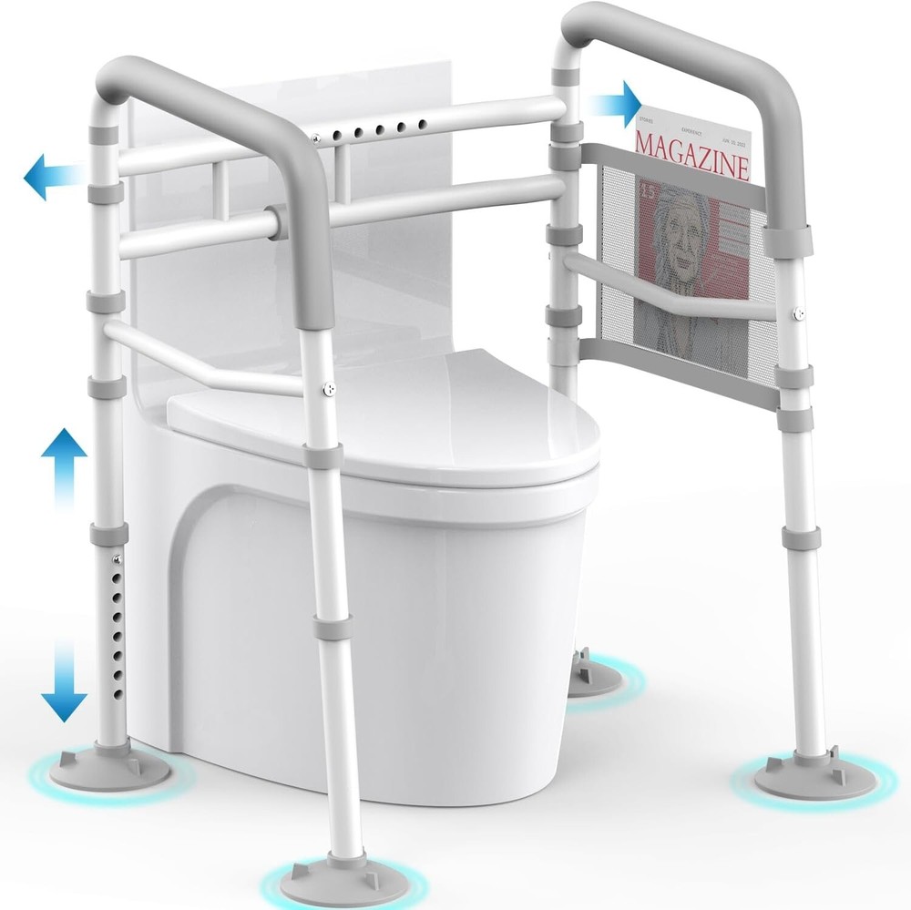 Stand Alone Toilet Safety Rails – Adjustable Width & Height Fit Any Toilet