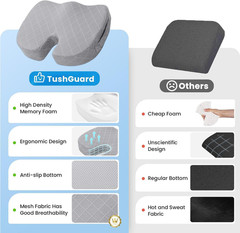 Office/Car Seat Cushion, Non-Slip Sciatica & Back Coccyx Tailbone Pain Relief Ch