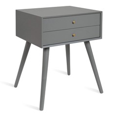Kate And Laurel Finco Midcentury Modern Style Side Table 2 Drawers Gray Finish