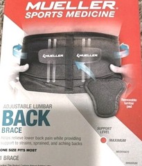 Mueller Lumbar Back Brace Support Belt Double Strap Adjustable Triangular Stable