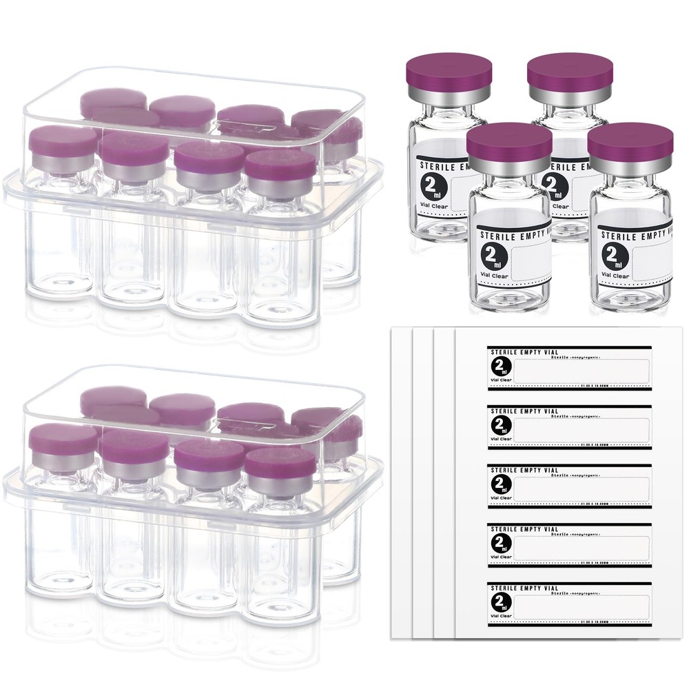 Threlaco 20 Pcs 2ml Sealed Sterile Empty Vials with Self Healing Injection Po…