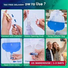 Urinary Drainage Bag 2000ml Urine Catheters Bags with Anti-Reflux Chamber | 3 Pa