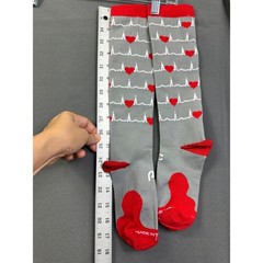 2 pairs Grey Heartbeat EKG Compression Socks Red Hearts Knee High USA Size SM/MD