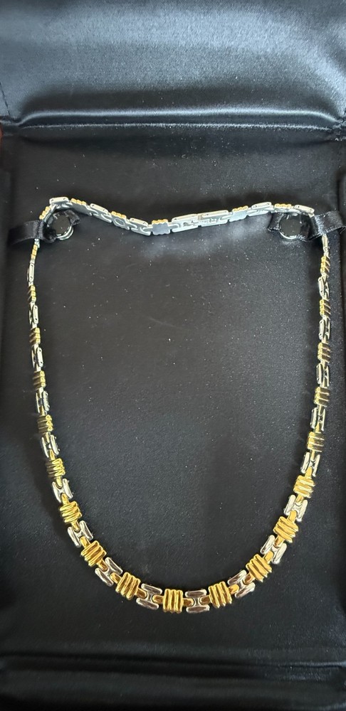 TECTONIC Magnet Therapy Necklace for Neck + Shoulder Gold- and Silver-Tone Links