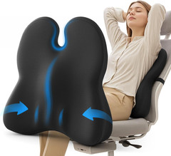 ZZ-WELL Lumbar Support Pillow for Office Chair – Memory Foam Large, Black
