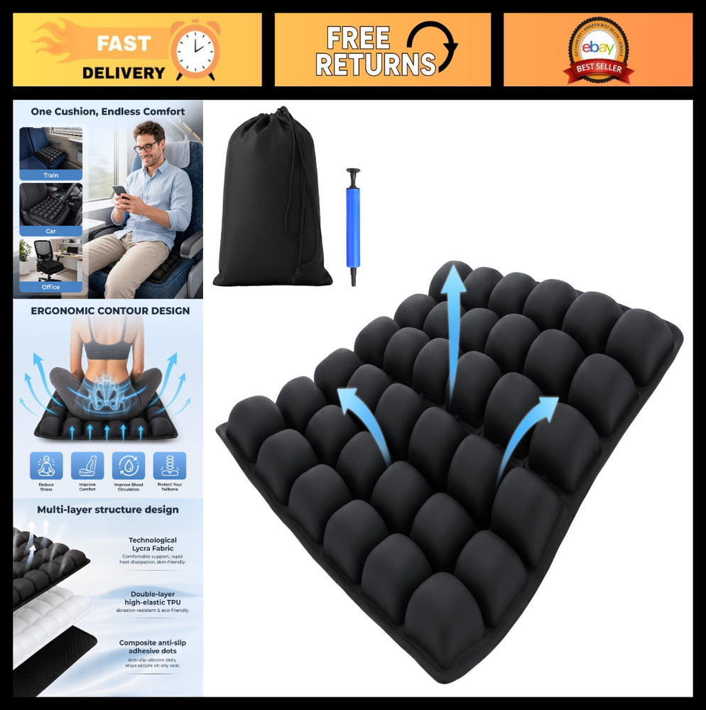 Portable Inflatable Seat Cushion for Travel | Adjustable Air Cushion for Flights