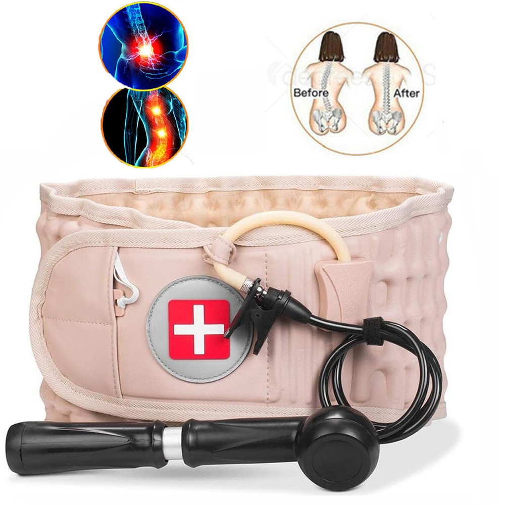 Air Traction Device for Lower Back w/ Hand Pump &Extension Pad Lumbar Spine