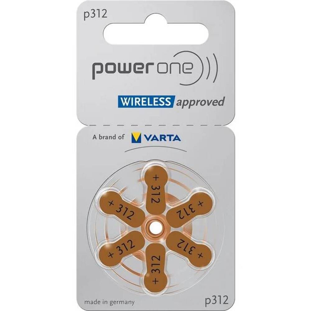 Varta Power One 312 PR41 Zinc Air Hearing Aid Batteries 1.45V