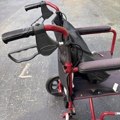 Medline Excel Lightweight Transport Wheelchair Red Folding w/ Hand Brakes &