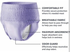 Amazon Basics Incontinence Postpartum Underwear for Women Maximum Absorbency 18