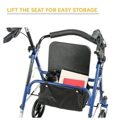 Drive Medical Four Wheel Rollator Rolling Walker with Fold Up Removable Back Sup