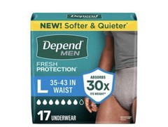 Depend Fresh Protection Men’s Incontinence Pants L 17 Ct x2 Strong Absorbency