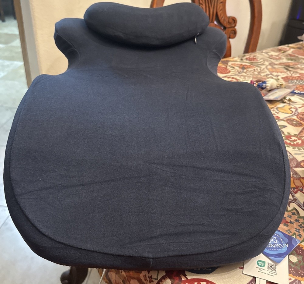 MOONYOY Memory Foam Lumbar Pillow Ergonomic Support, Removable Cover, Dark Blue