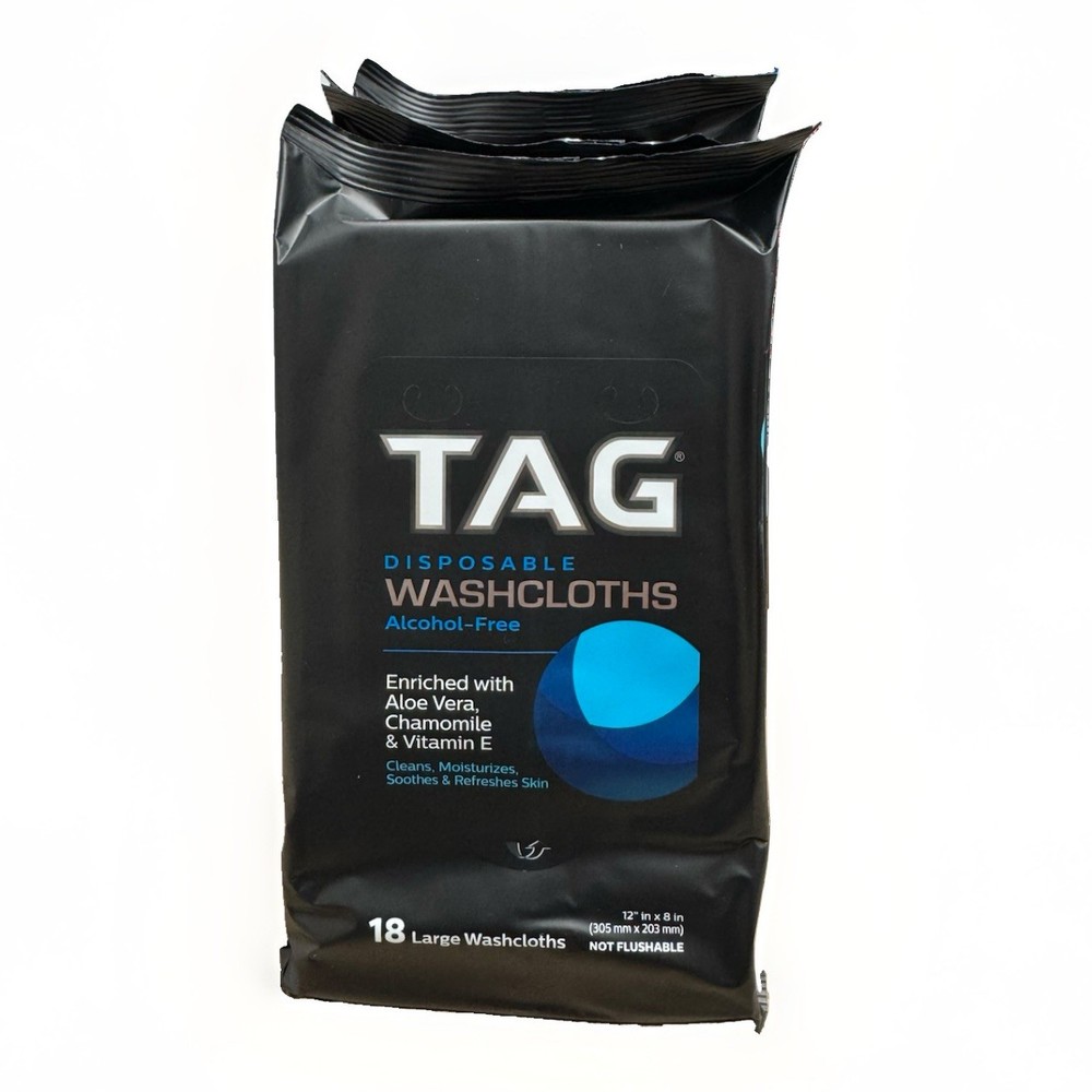 TAG disposable washcloths alcohol free non flushable 72 large total cloths