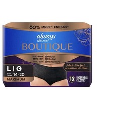 ALWAYS Discreet Boutique Incontinence Underwear. 18 count. 2 Packages. Large