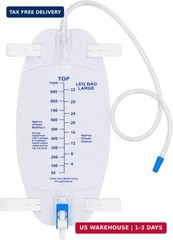 Vive Foley Catheter Leg Bag w/Easy-Tap 18″ Tube – Urinary Drainage Bag, 1000mL,