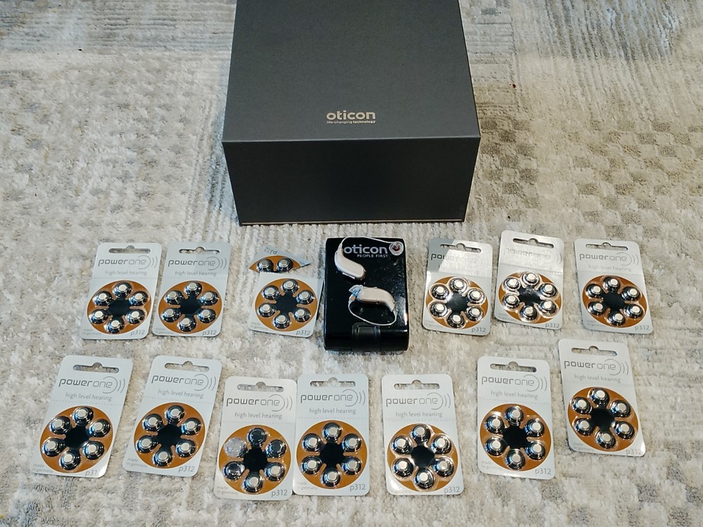 Oticon Opn 1 Hearing Aid Pair Bundle – Gold/Champagne BTE with Case & Batteries
