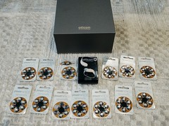 Oticon Opn 1 Hearing Aid Pair Bundle – Gold/Champagne BTE with Case & Batteries