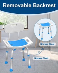 HOMLAND Shower Chair for Inside Shower with Removable Back, 400 lbs Heavy Duty B