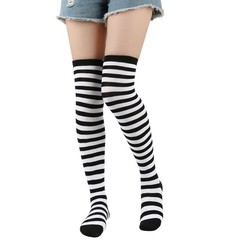 1 Set Women Girls Over Knee Long Stripe Printed Thigh High Cotton Socks Arm Slee