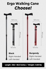 Sturdy Foldable Walking Cane – Burgundy, Duralumin, Right-Handed Ergonomic Grip