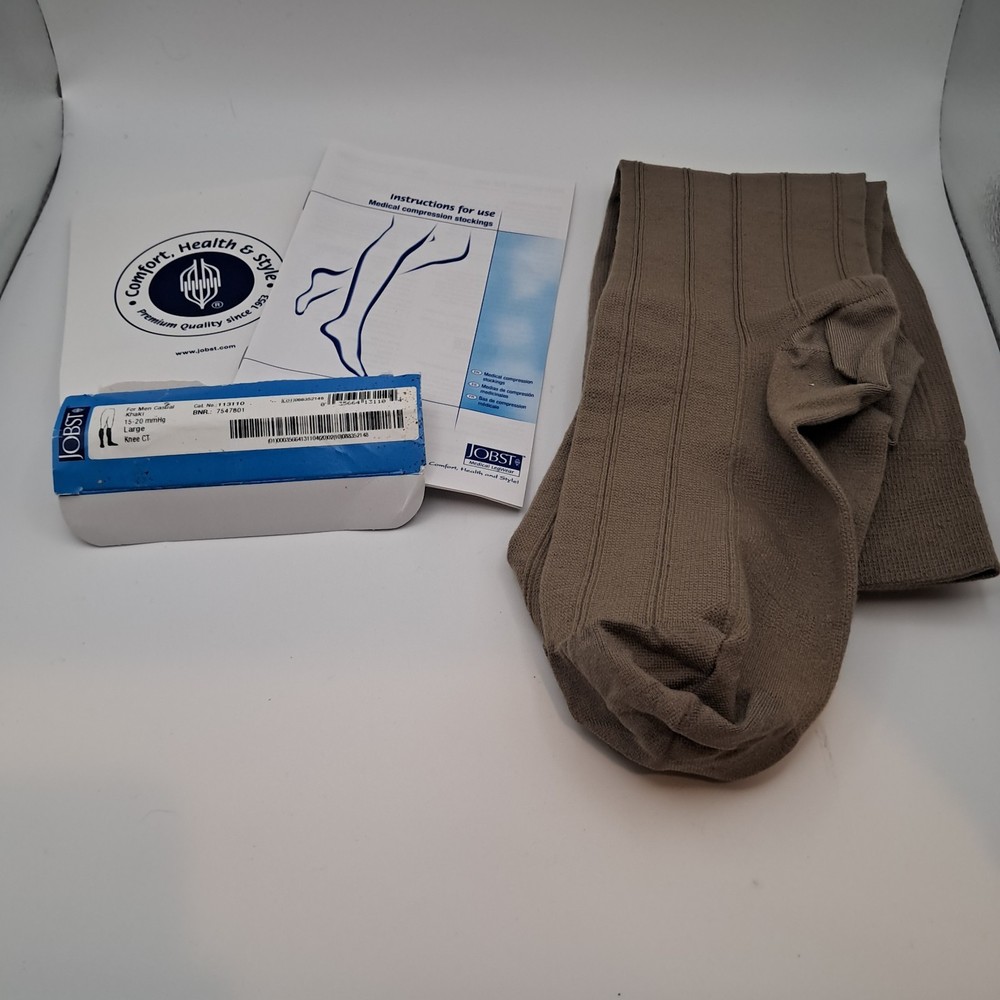 Jobst for Men Casual Medical Compression Socks 15-20 mmHg Large Khaki Knee CT