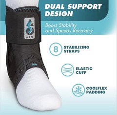 Med Spec 264014 Medium Size ASO Ankle Stabilizer , Lace Up, Orthopedic, Black