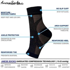 4× Ankle Brace Compression Sleeve Support Socks Foot Fasciitis Pain Relief USA
