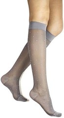 Dr. Comfort Sheer Dot Patterned Knee High 15-20 mmHg Ash Small