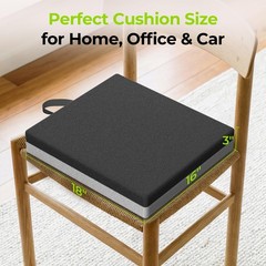 AUVON Ventilation Seat Cushion with Innovation Heat 18“ x 16“ x 3“, Black