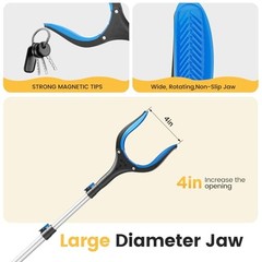 Telescopic Grabber Reacher Tool, 5-Level Adjustable (23“ to 41“) – Blue 2pc