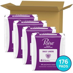 Poise Daily Liners Long Length 2 Drop Absorbency 176 Ct 4 x 44 Packaging Var…