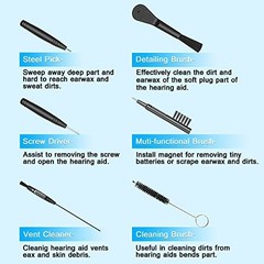 Hearing Aid Cleaning Kit 8 Pcs Tools Brush Pick Cloth Case For Earbuds
