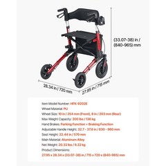 Uimoso Compact 3-Fold Rollator Walker for Seniors, Supports Up to 300 lbs