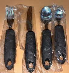 4 PC SET Adaptive Utensils Elderly Arthritis Tremor Easy Grip Cutlery Grey