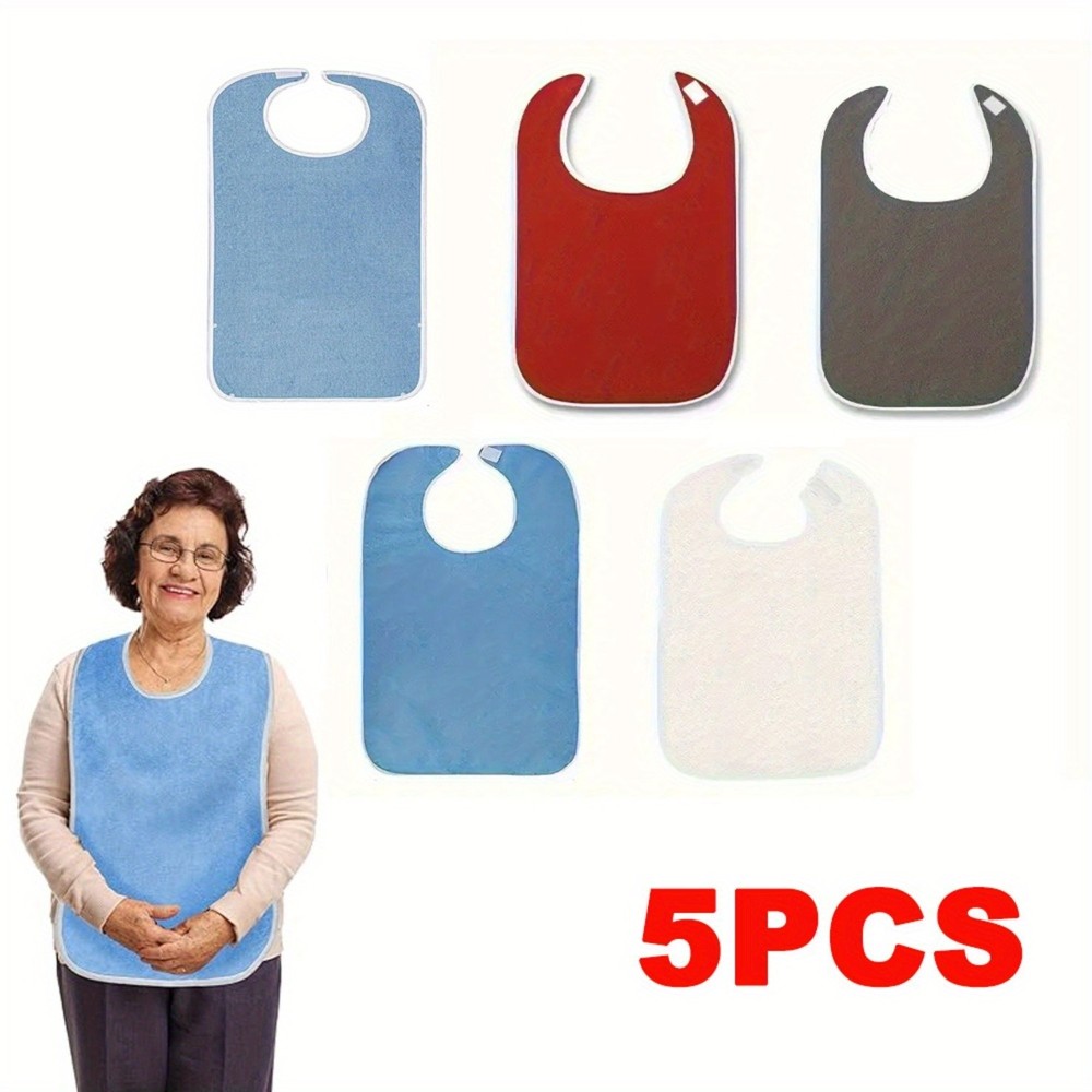 5PCS Adult Bibs for Eating Women/Men Bib-Washable Reusable Antifouling Unisex
