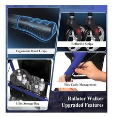 Cosydora Rollator Walker For Seniors w/ Seat Ultra Lightweight Heavy Duty 350lbs
