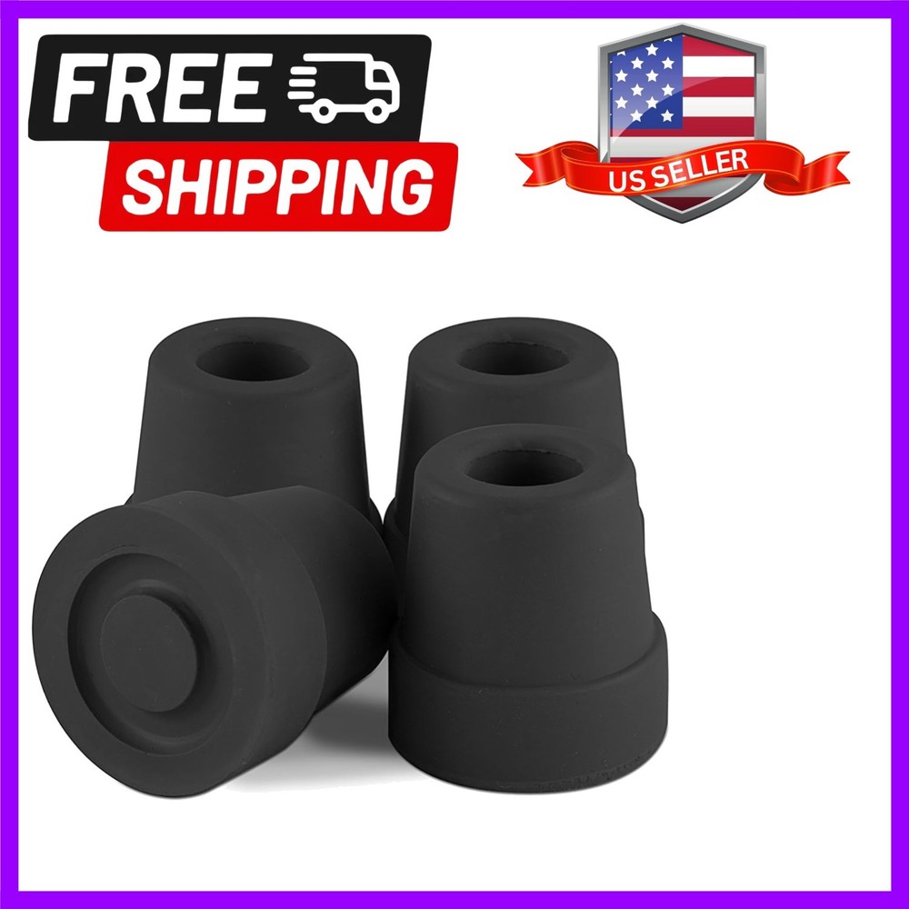 Replacement Quad Cane Tips, Black, 1/2 Inch