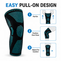 POWERLIX Knee Brace Compression Sleeve Support Men Women Running Gym Medium Teal
