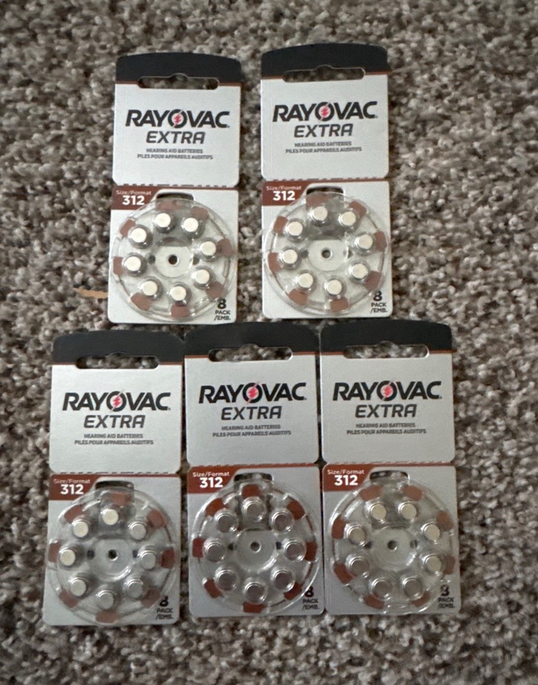 Rayovac Extra Hearing Aid Batteries, Size 312 (40 Total Batteries)